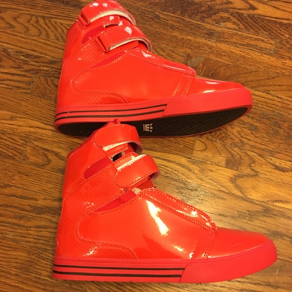 Supra Shoes | Supra High Top Bright Patent Red Size | Poshmark